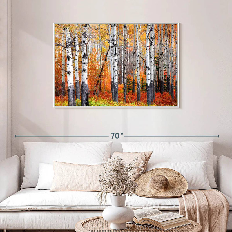 Banff Aspen Forest, Floating Frame White, 43" X 29"