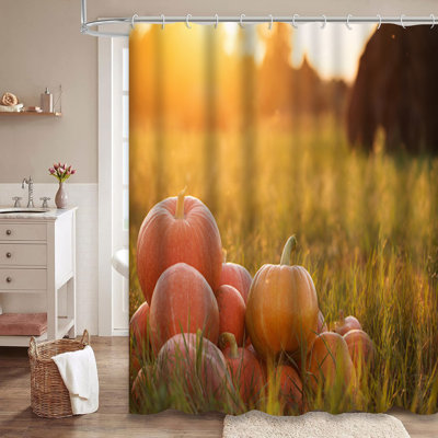 Rideau de douche avec 12 crochets Pumpkins