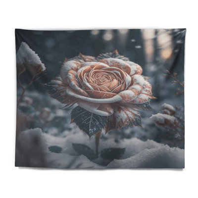A Blooming Rose Flower In A Forest II Polyester Tapestry