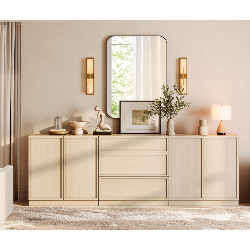 Buffet moderne 94,5 "avec 3 tiroirs et tablette réglable, buffet multifonctionnel avec grand rangement et tablette réglable
