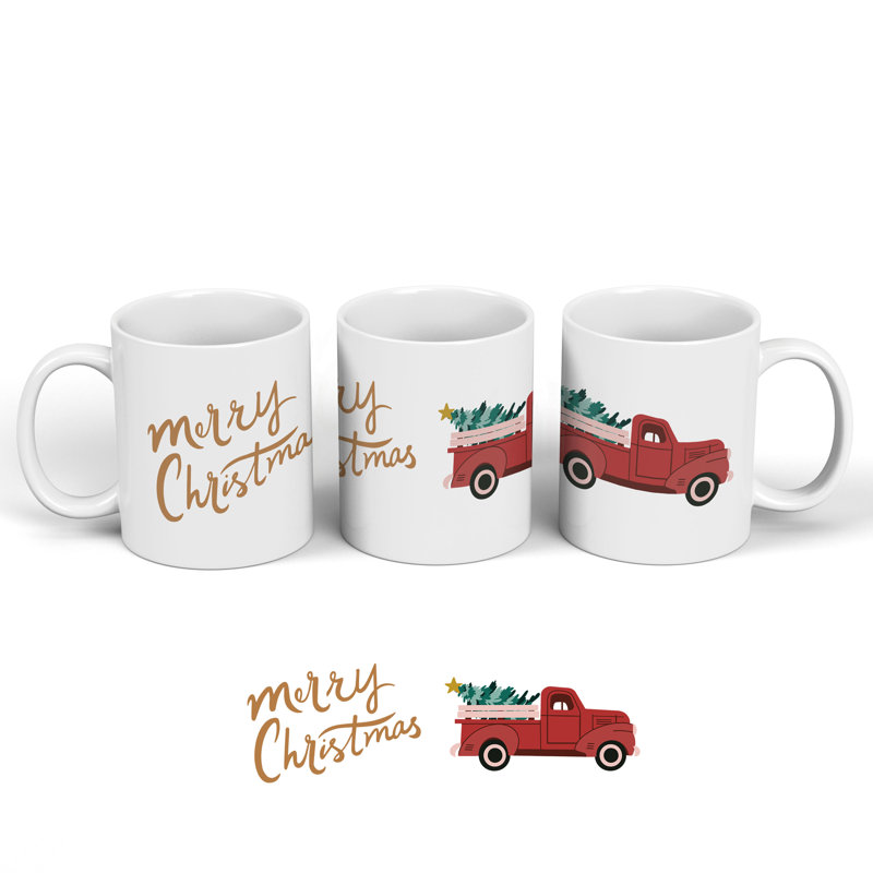 Merry Christmas Festive Truck Ceramic Classic Mug