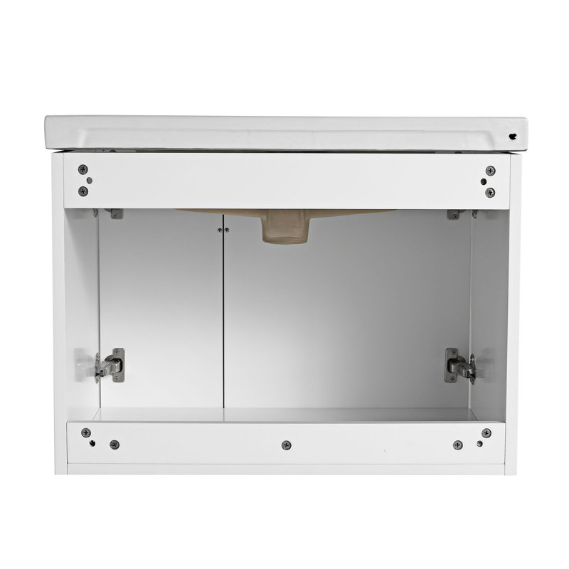 Ensemble de meuble-lavabo simple 23,80 po avec plateau en céramique, Blanc, 28"