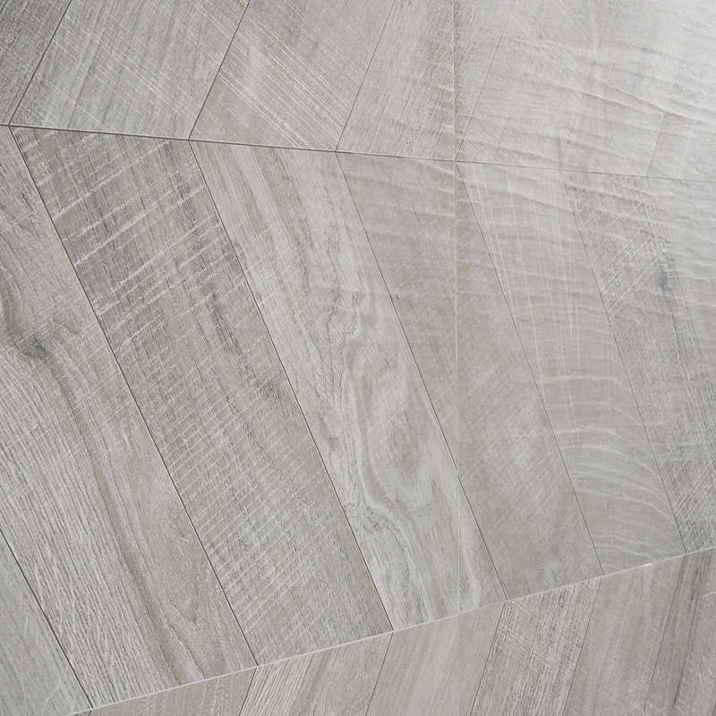 Kenridge Chevron 24x48 Matte Wood Look Porcelain Tile, Gray