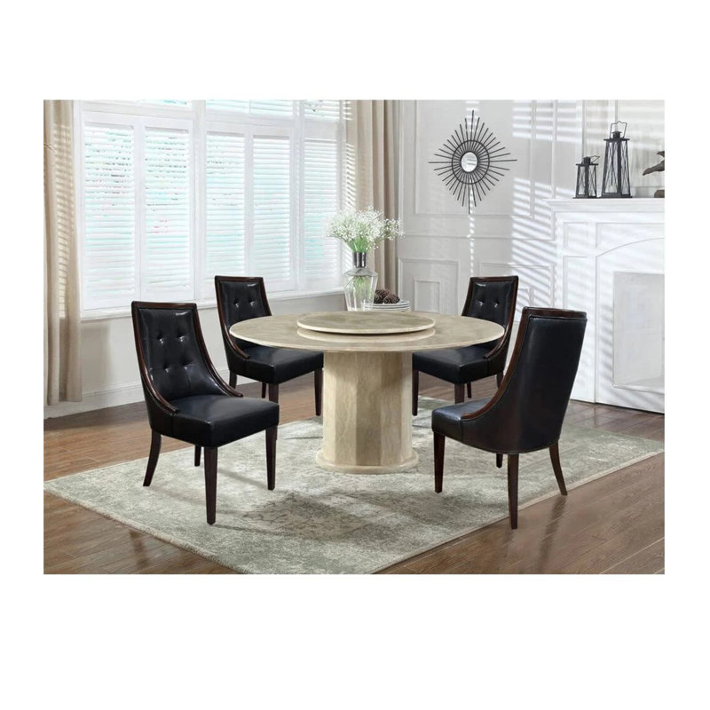 Ensemble de 2 fauteuils de salle à manger en similicuir noir / espresso