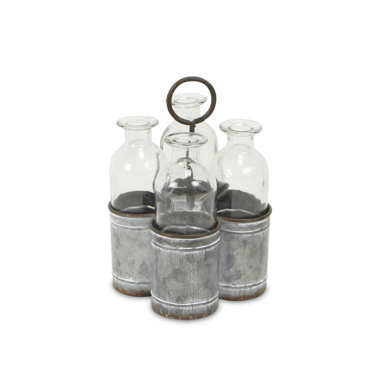 Ensemble de 4 bouteilles décoratives en métal 4 slots Swanner