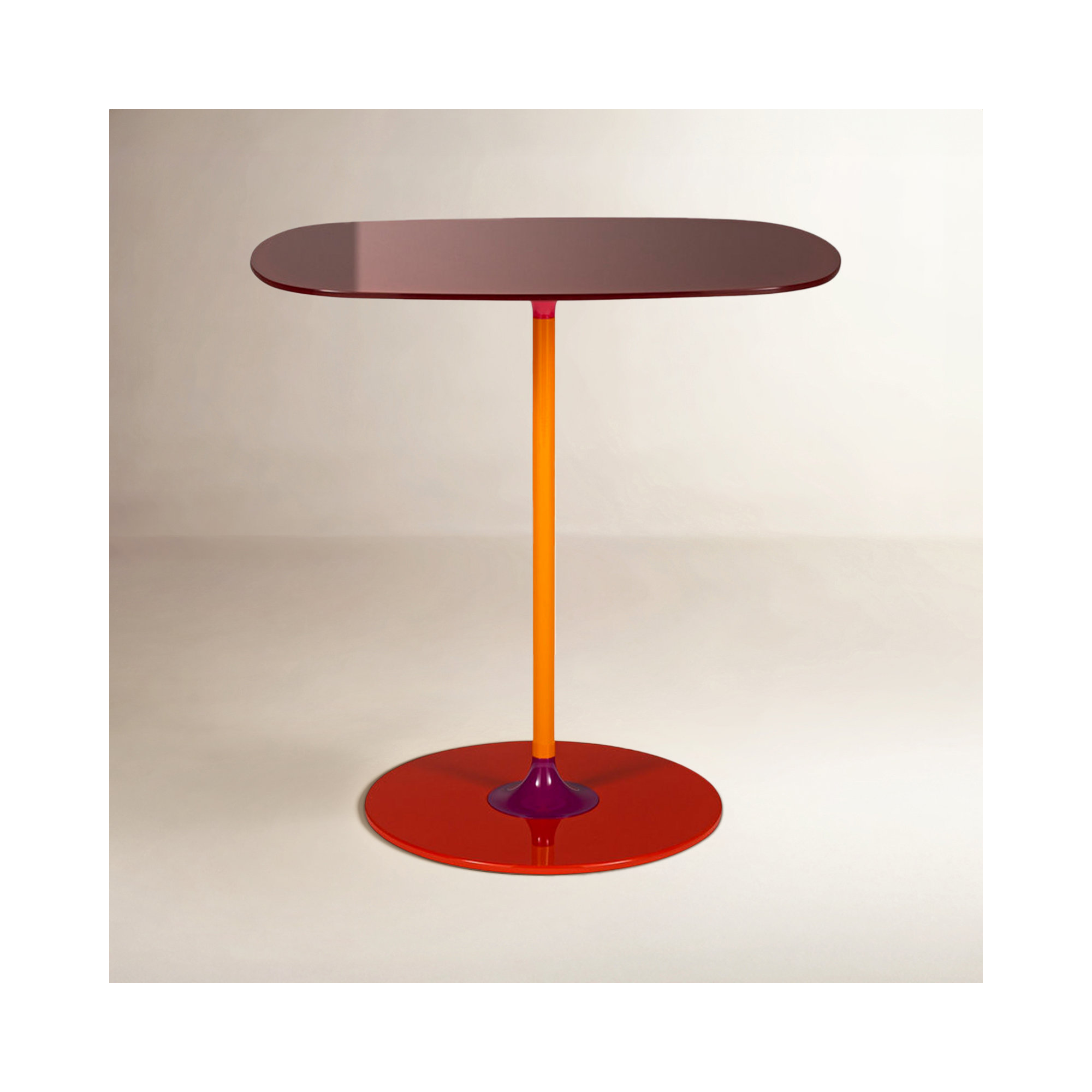 Thierry Glass End Table, Burgundy, 19.66" H x 19.66" W x 13" D