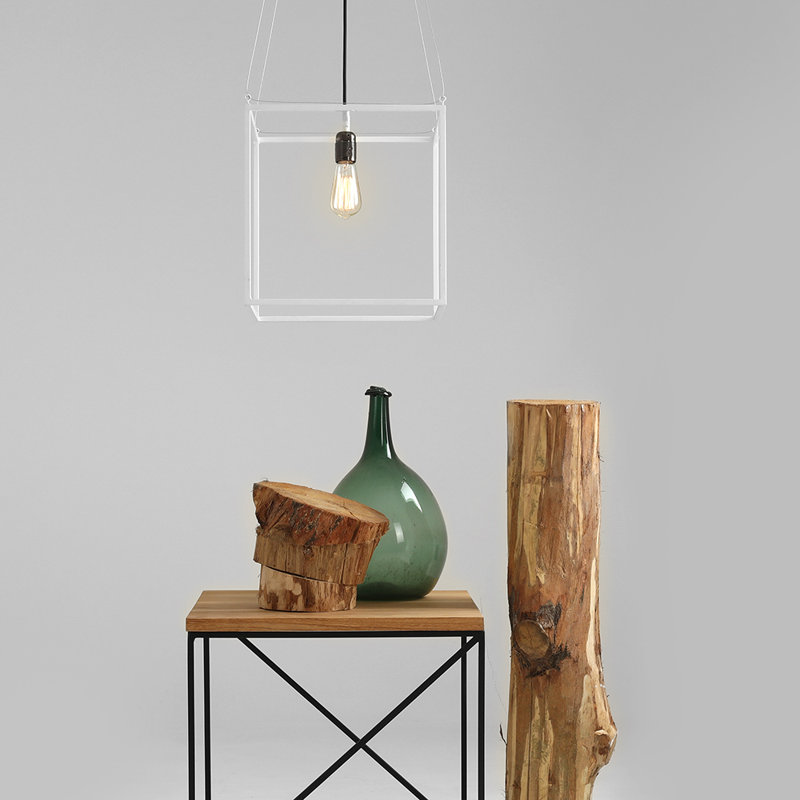 Allyssa 1 - Light White Square/Rectangle Pendant, White