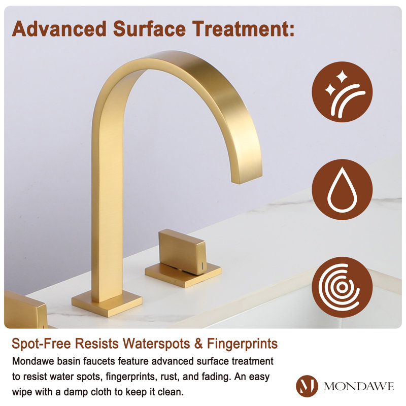 Herathena Widespread 2-handle Bathroom Faucet, Gold