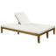 Double chaise longue d'extérieur en bois d'acacia avec coussins et dossier réglable à 4 positions-904993575