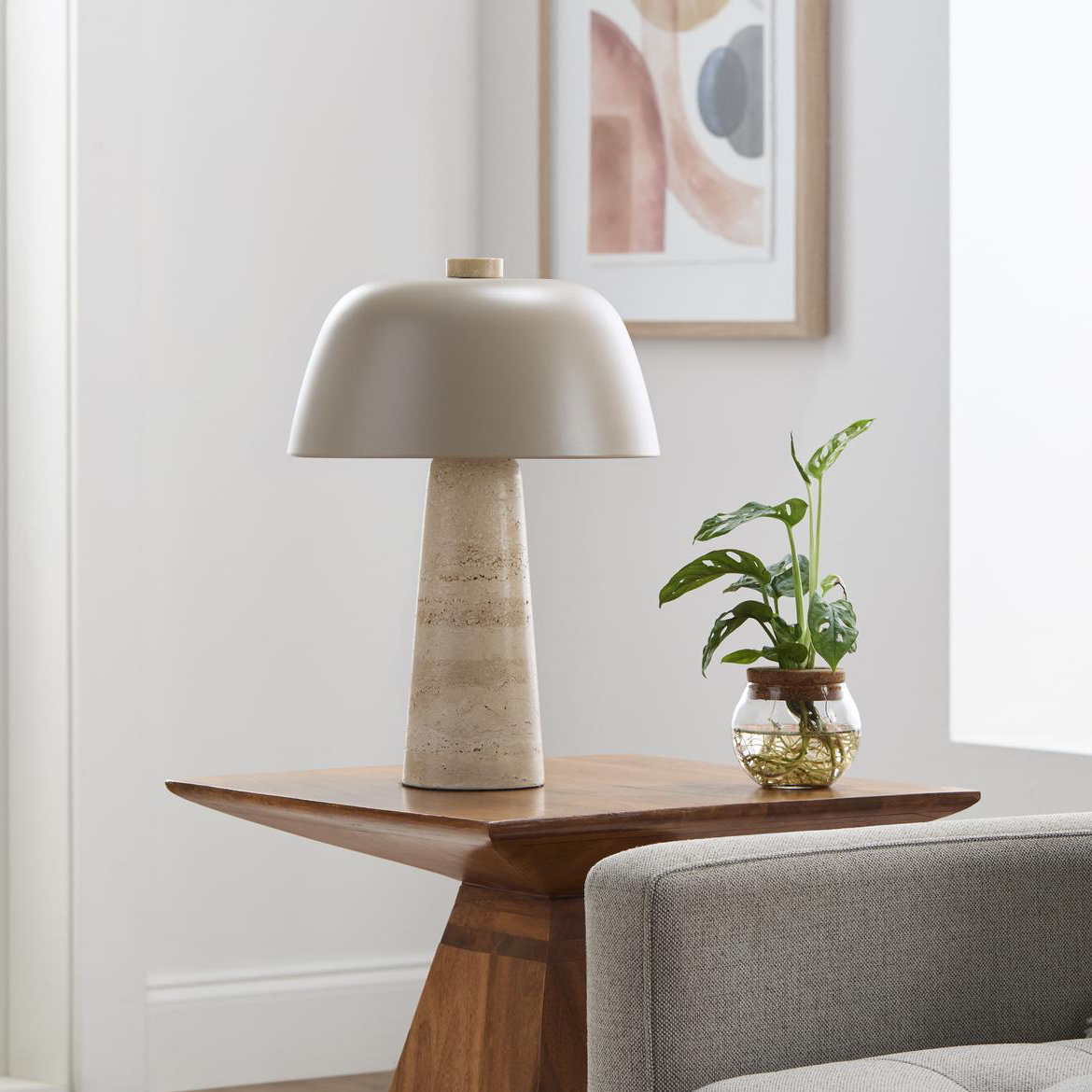 Accent Table Lamp, 16.1" H x 11.4" W x 11.4" D, Beige