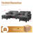 117 inch Corduroy Couches for Living Room with Storage-Capable Ottomans Modern Sectional Sofa Built In USB & Type C Port-118704679