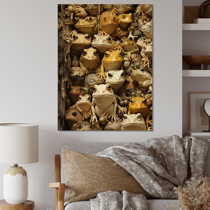 Minimalisme, grenouille pyramide I sur toile, Cadre flottant doré, 40" H x 30" W