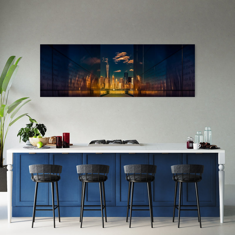 Monument de New York, horizon moderne, architecture abstraite, art mural, H 20 po x l 60 po
