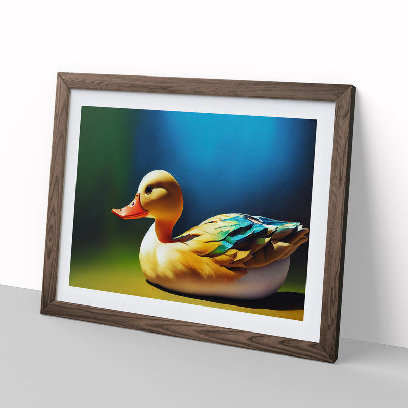 Enthralling Duck - Single Picture Frame Print, 46cm H x 64cm W x 2cm D, Walnut 