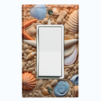 Ocean Orange Sea Shell Star Fish Nature Themed 1 - Gang Rocker Standard Wall Plate