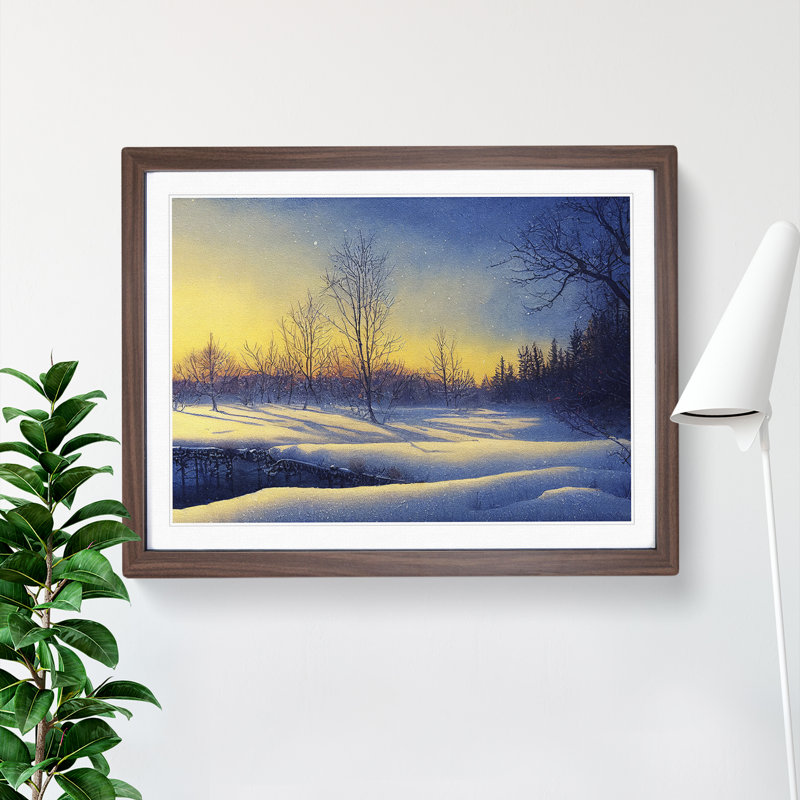 Winter Landscape Sunrise Vol.1 - Framed Print, 46cm H x 64cm W x 2cm D, Walnut