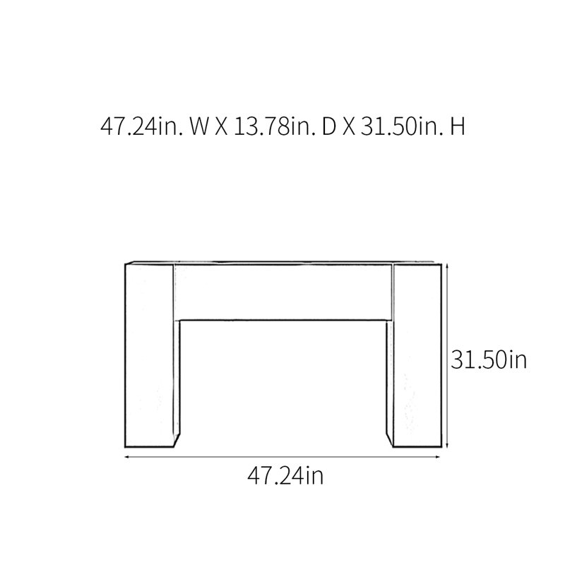 Console rétro en bois massif minimaliste, Noir, H 31,5 po x l 47,24 po x P 13,78 po