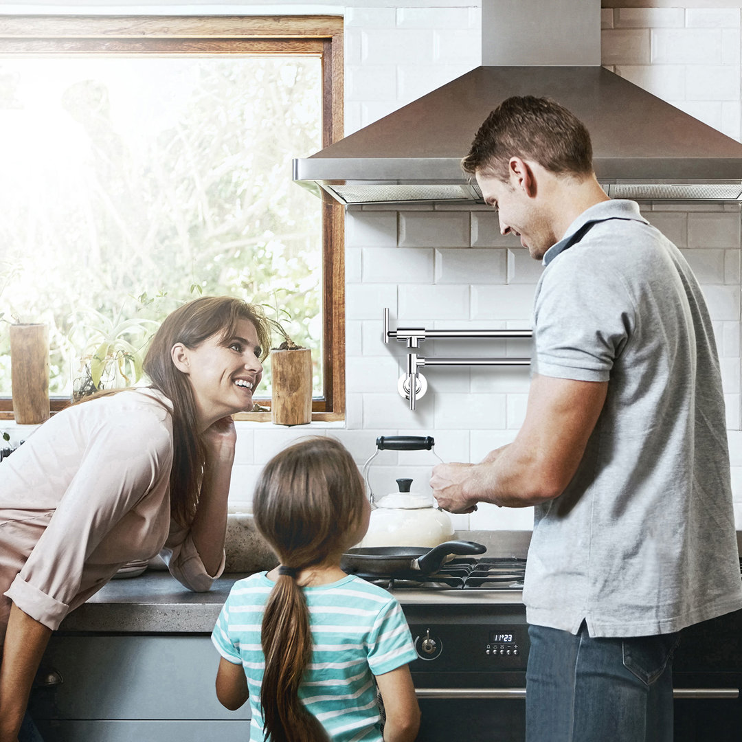 Commercial Wall Mount Brass Pot Filler Faucet with Double Joint Swing Arms WOWOW 