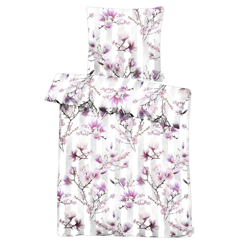 Springtime Cotton Floral Duvet Cover Set with Pillowcases, 155 x 220 cm - 1 Pillowcase (80 x 80 cm)