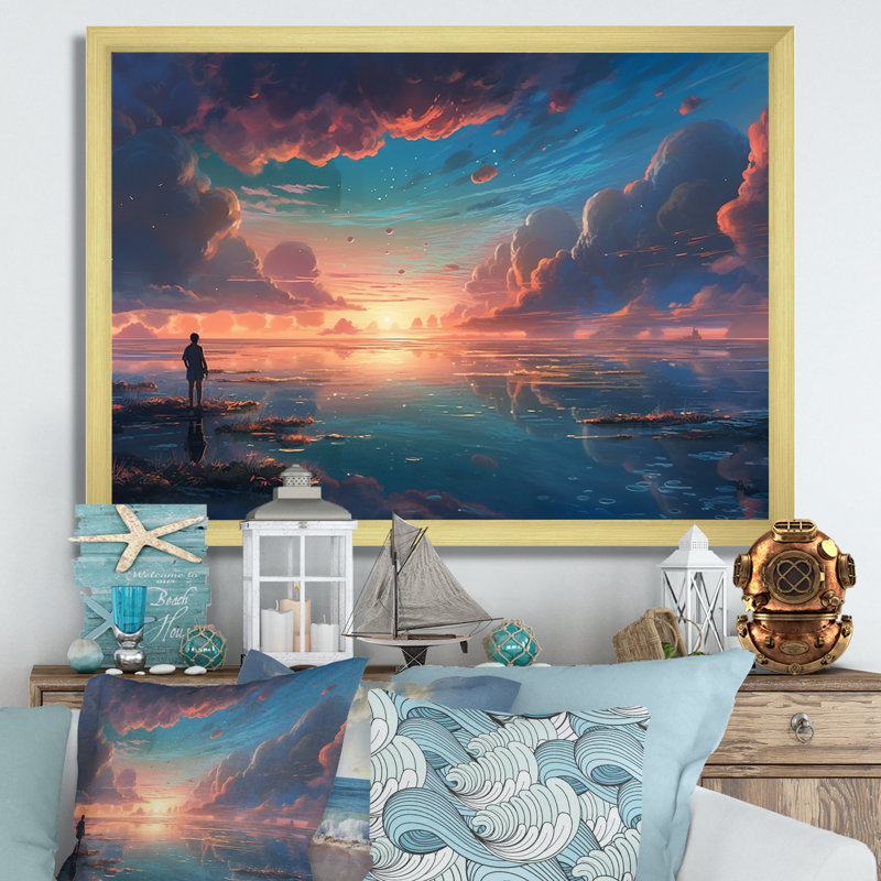 «Coastal Horizon III», reproduction d'art sur toile, H 30 po x l 40 po x P 1,5 po, Encadrement doré