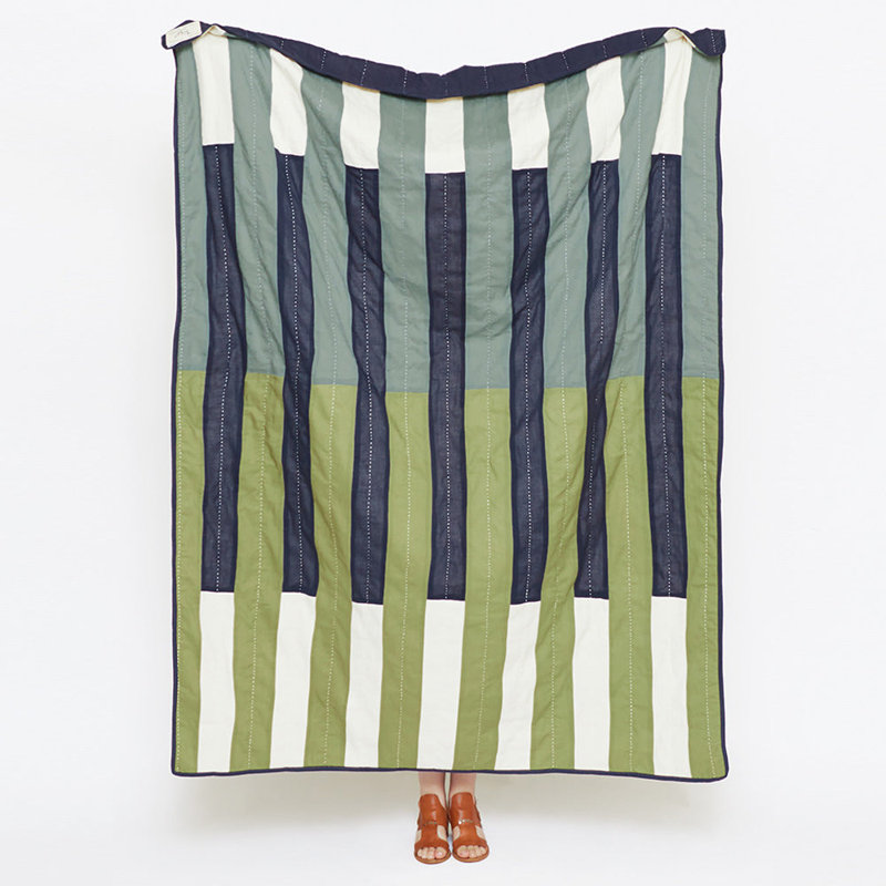 Offset Quilted Throw Blanket, Spruce
