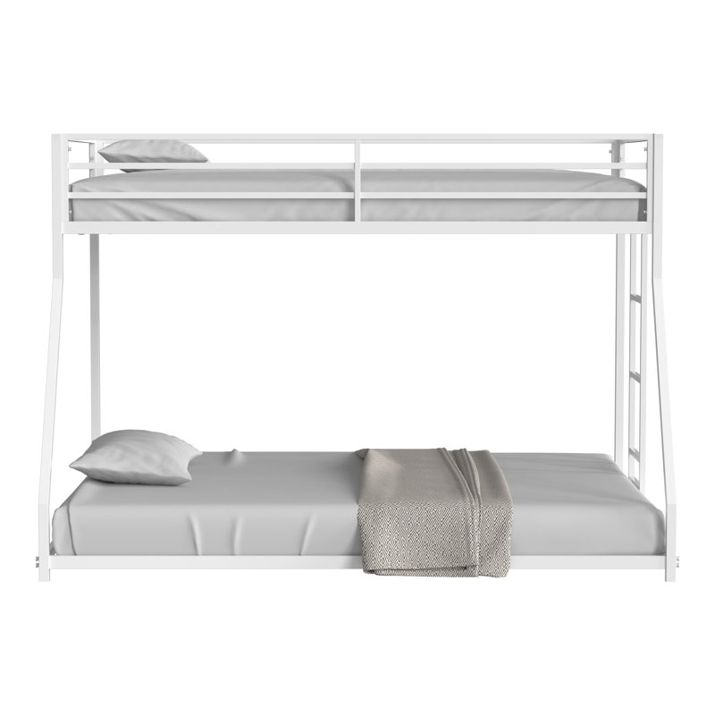 Metal Bunk Bed with Reversible Ladder, White