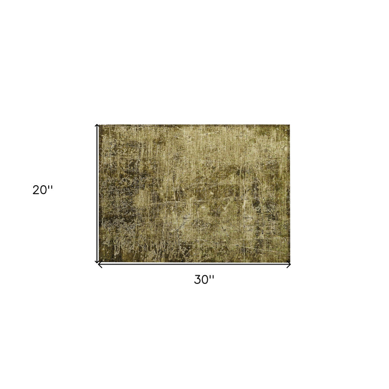 2' X 3' Green Abstract Washable Non Skid Indoor Outdoor Area Rug