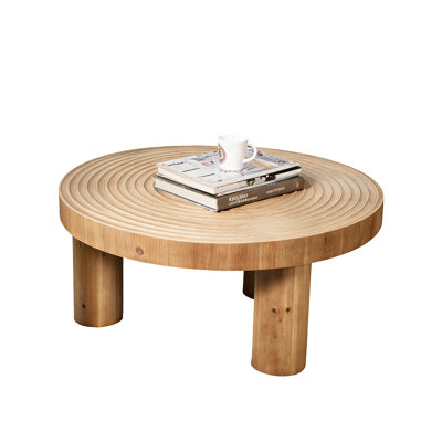 Retro Burlywood Solid Wood Round Coffee Table