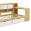 Lit de jour en L en bois avec armoires de rangement et deux tiroirs de rangement, lit multifonctionnel avec bureau d'étude et bibliothèque intégrée-1332411194-1332411193
