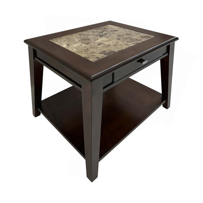 Classic Design Cherry Finish Wooden End Table With Drawer And Bottom Shelf 1Pc Living Room Furniture Side Table