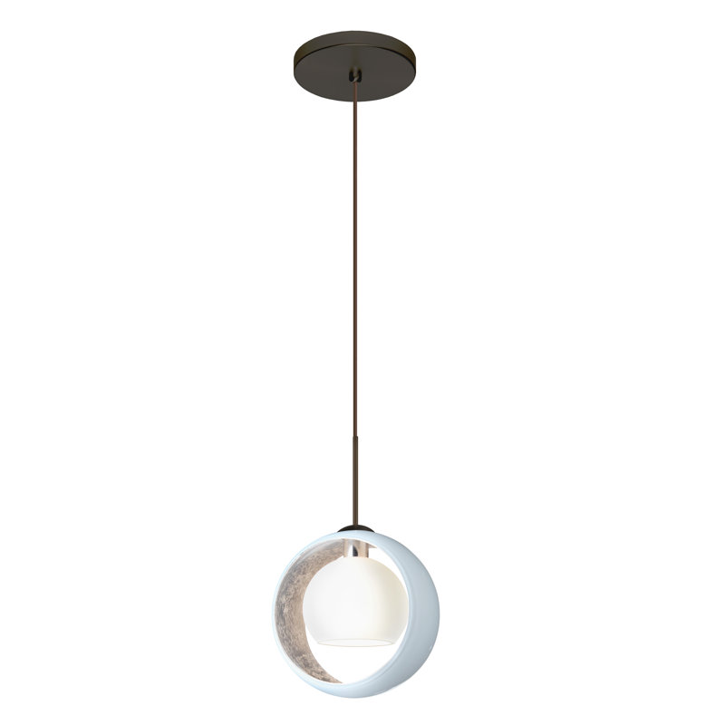 Luminaire suspendu géométrique 1 lumières simple Speidel, Bronze brossé, Feuille d’argent