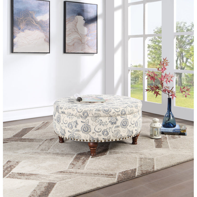 Breonte 32 po de largeur ronde, Mélange de polyester crème / bleu / brun