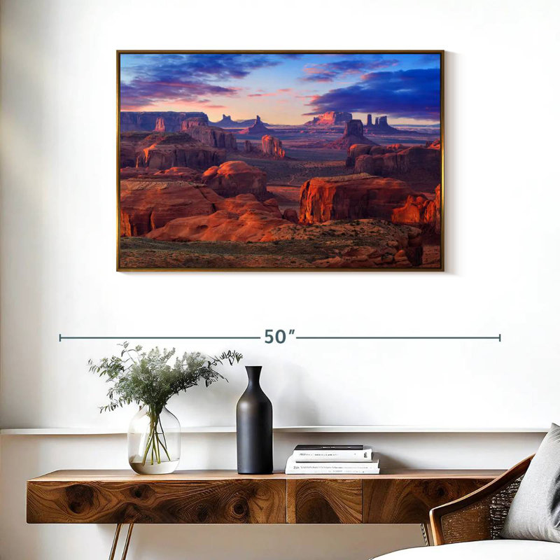 Hunts Mesa Monument Valley Sunset, Cadre flottant doré, 37 po x 25 po