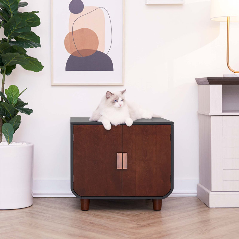 Eckroad Furniture Style Cat Litter Box Enclosure, Mocha Walnut