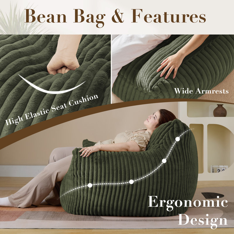 Compression Lazy sofa living room bedroom single sofa chair corduroy fabric sofa, Green Cotton Blend