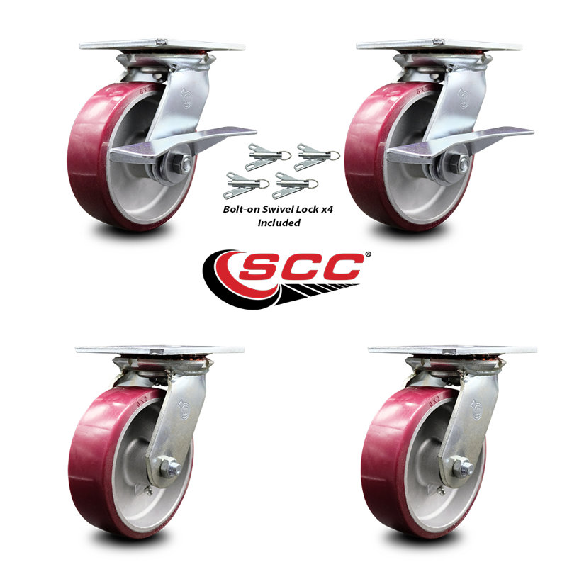 4 Piece Poly on Aluminum Caster Set
