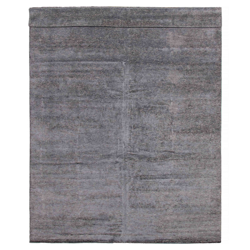 Tapis gris Loreto noué à la main unique 11 pi 6 po x 14 pi 6 po