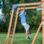 Backyard Discovery Beach Front Cedar Wood Swing Set with Play Deck, Monkey Bars, 8-Foot Wave Slide, Rock Wall Ladder & Swings