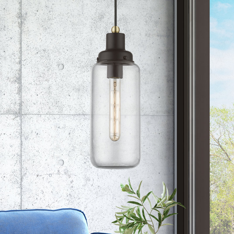 Luminaire suspendu cylindrique simple Leor, Bronze / laiton antique