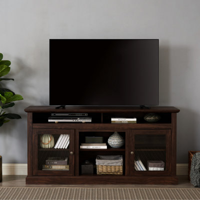 Tv Stand For 65 Inch Tvs, Brown Style Entertainment Center, Media Console With Pass-Throughs, 60" X 15.62" 29 Modern Center 65" Stand, Storage Options, 60"W * 15.62"D 29"H