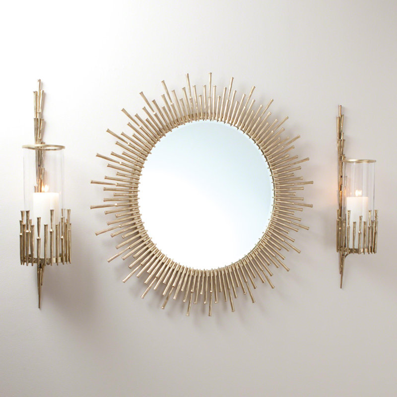 Spike Mirror, Antique Brass