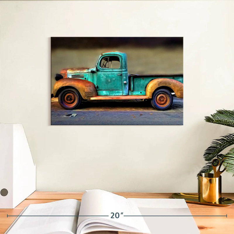 Mehar Rusty Blue Truck, 8" H x 12" W