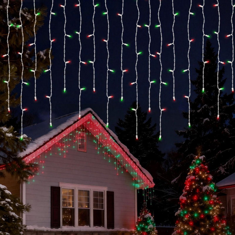 7FT-70 Lights Red & Green Soft Glow Twinkle Mini LED Icicle Lights Commercial Grade Waterproof for Holiday Decoration, Christmas Decors