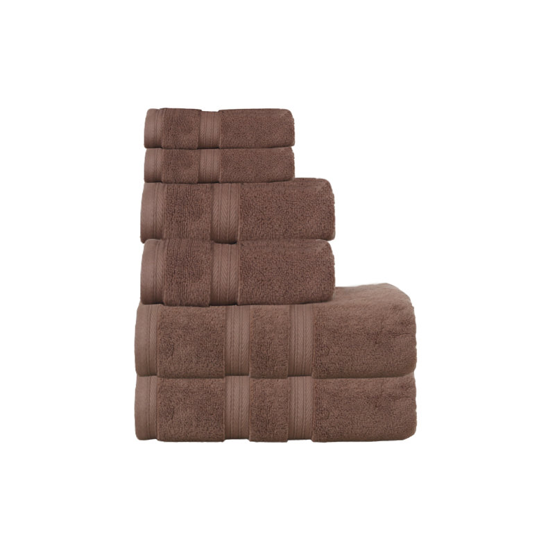 Elegance Essentials 550GSM 100% Cotton Zero Twist Bath Towel Set(2 Bath, 2 Hand Towel & 2 Washcloth), Chocolate