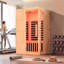 Sauna d'intérieur pour 2 personnes Erommy, sauna infrarouge lointain à la maison avec éclairage de chromothérapie, thérapie par lumière rouge, 6 radiateurs au carbone et haut-parleur Bluetooth-124985263