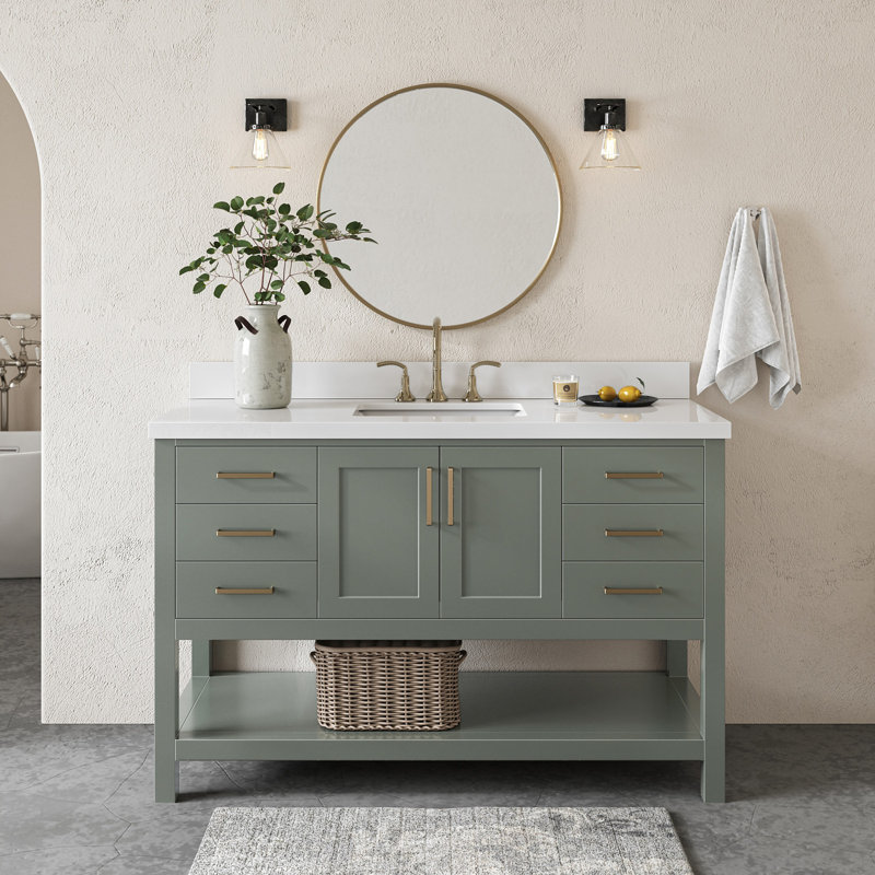 ARIEL Magnolia 54 Single Bathroom Vanity with Top, Vintage Green