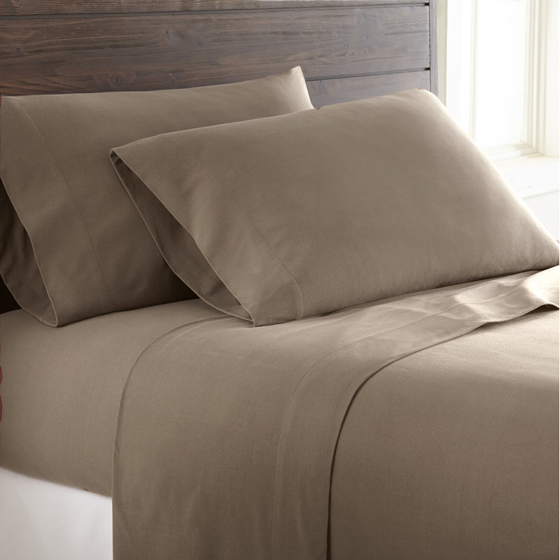Ensemble de draps à poche profonde en microflanelle® de couleur unie, Drap pour très grand lit californien + drap-houss