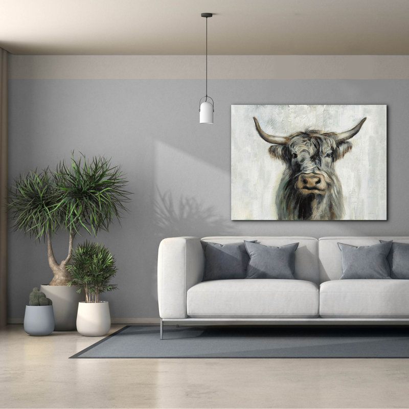 «Epic Graffiti» Highland Cow Horizontal »par Silvia Vassileva, art mural sur toile, 54 po x 40 po