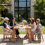 Ensemble repas extérieur pour 4 personnes avec coussins 4 personnes