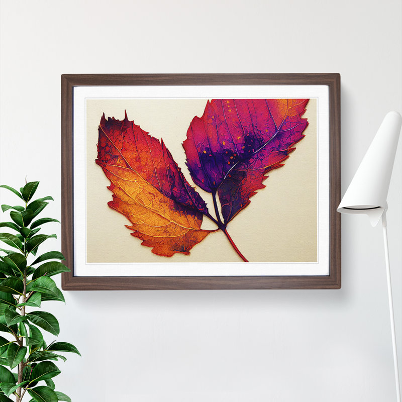 Plant Leaf Vol.3 - Single Picture Frame Painting, 34cm H x 46cm W x 2cm D, Walnut